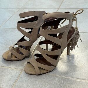 Shoe Republic LA Tan Strappy Heels